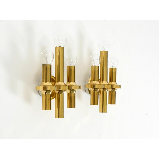 Metal Three-Arm Brass Wall Lamps, 1960s, Set of 2 For Sale - Image 7 of 18