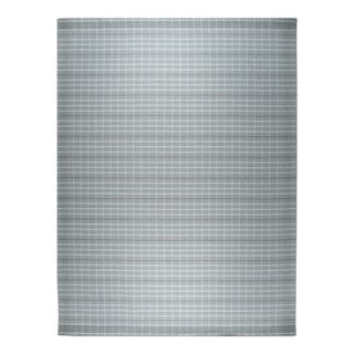 10x14 Timeless Celia Gray Kilim Minimalist Grid Modern Flatweave Wool Carpet Rug For Sale