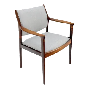 Finn Juhl Attributed Heavy Solid Rosewood Arm Desk Chair New Upholstery