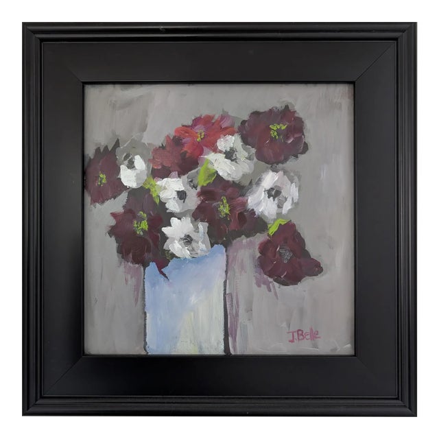 Flower Dosha - Abstract Flowers Oil Paint Framed For Sale
