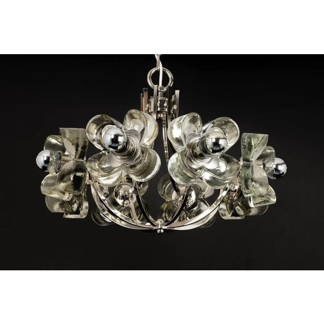 Large Chrome and Crystal Glass Pendant Lamp by Sische, Germany, 1970s For Sale - Image 10 of 12