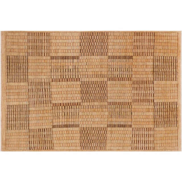 1990s 1990's Boho Chic Gabbeh Tan/Brown Wool Rug - 7'8" X 9'8" For Sale - Image 9 of 10