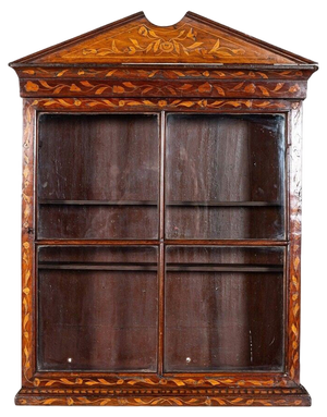 19th Century Dutch Mahogany Marquetry Inlaid Display Cabinet, 1870s