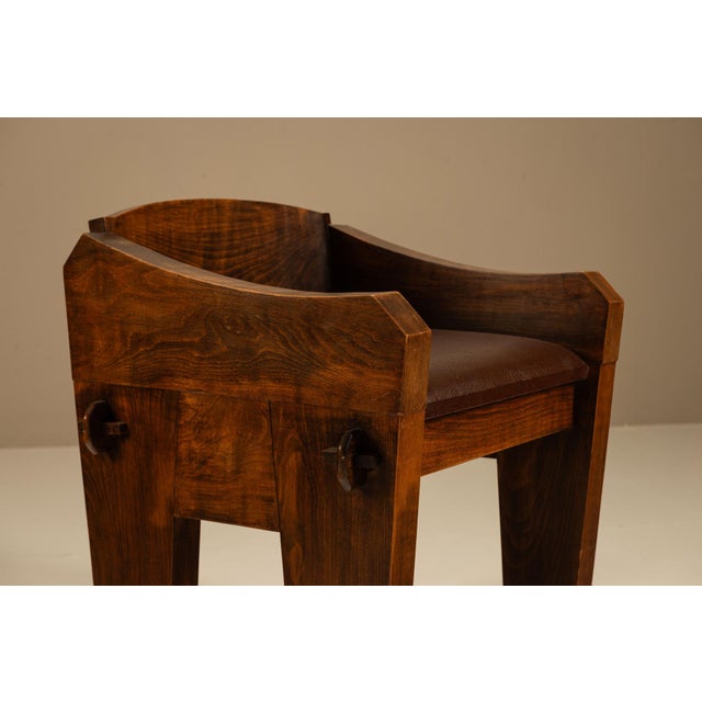 Brown Brutalist Bulky Artisanal Chair in Wood, 1960s For Sale - Image 8 of 15