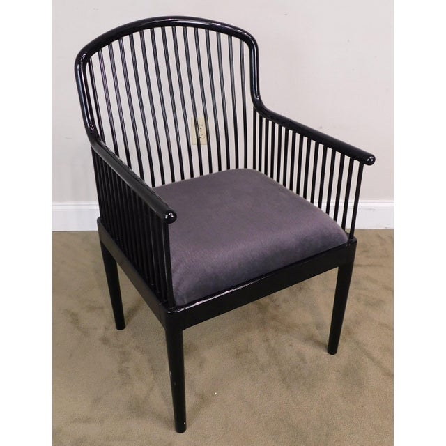 Davis Allen For Montina Set 6 Black Lacquer Spindle Andover Arm Dining Chairs Chairish