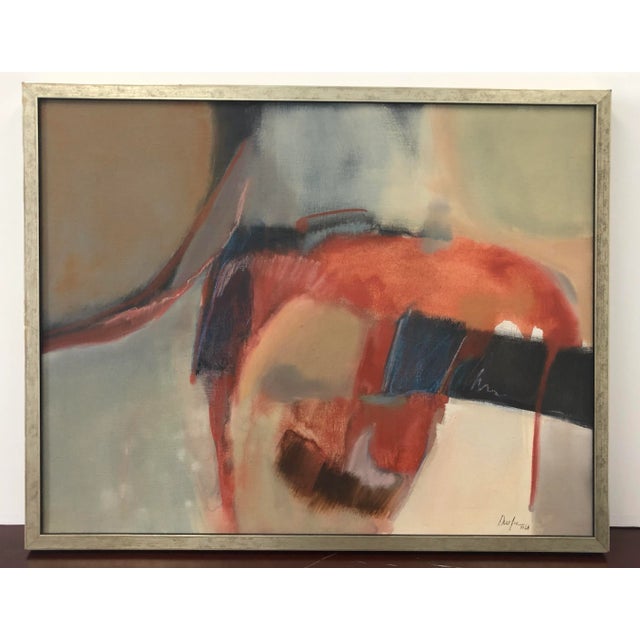 1980s ‘Untitled in Vermillon” Abstract Susan Durfee Thulia Painting For Sale In Greensboro - Image 6 of 6