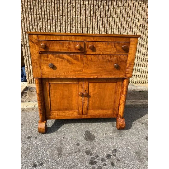 Farmhouse Antique Classical Figured Maple Bureau 19th Century For Sale - Image 3 of 13