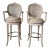 Vintage Carved Wood & Cane Swivel Bar Stools – A Pair For Sale
