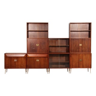 Mid-Century Italian Modular Wall System attributed to Vittorio Dassi, 1950s, Set of 7 For Sale