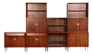 Mid-Century Italian Modular Wall System attributed to Vittorio Dassi, 1950s, Set of 7