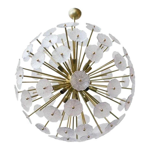 Italian Sputnik Chandelier W/ Clear Murano Glass, 1960s For Sale