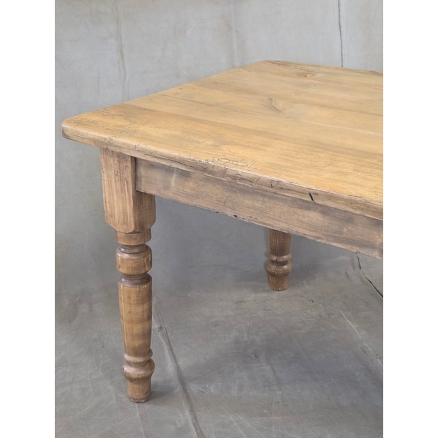 Early 20th Century Antique 1920s English Weathered Pine Farmhouse 7' Long Kitchen or Dining Table For Sale - Image 5 of 13