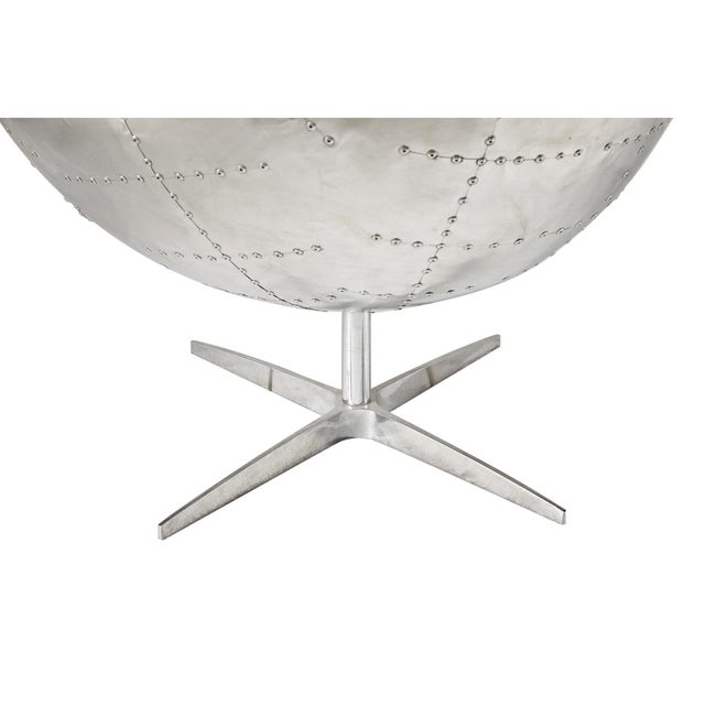 Brown Cruz Modern Egg Chair - Brown Leather and Metal Spitfire Shell For Sale - Image 8 of 8