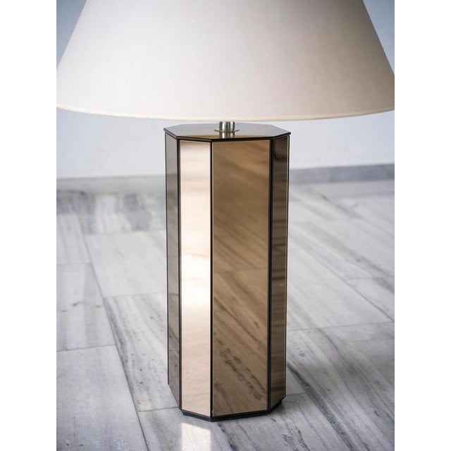 1980s Vintage Tall Mirrored Table Lamp, 1980 For Sale - Image 5 of 8