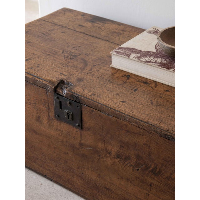 Antique French Trunk in Oak, 1800s For Sale - Image 4 of 5