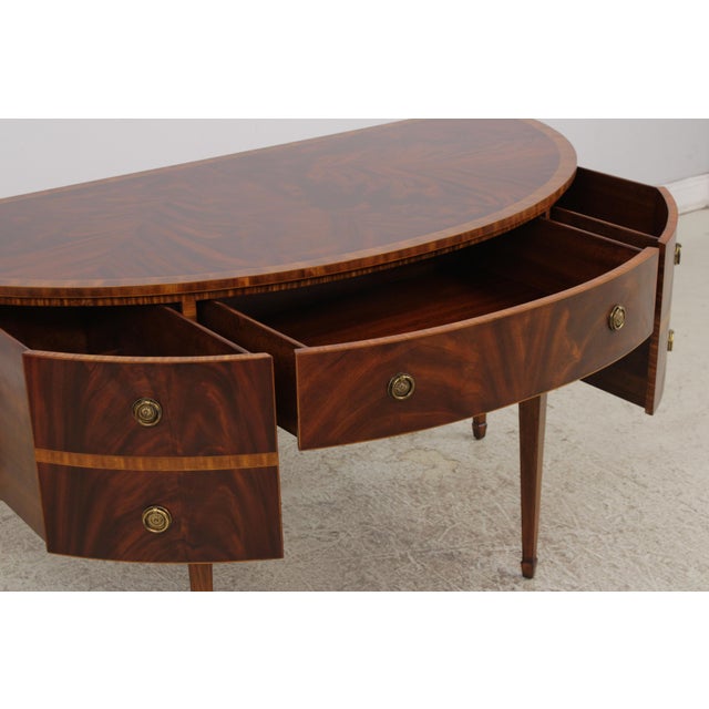 Brown Maitland Smith Flame Mahogany Banded Demilune Sideboard For Sale - Image 8 of 18