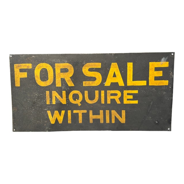 Late 19th C. Metal Retail Sign - For Sale Inquire Within For Sale