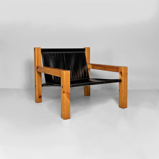 Italian Modern Leather and Wooden Lounge Chairs by Silvano Passi, 1970s, Set of 2 For Sale - Image 4 of 18