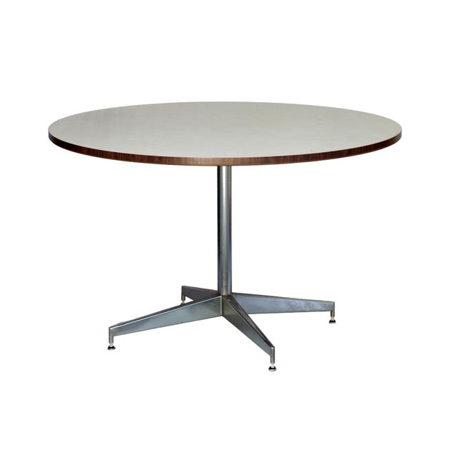 1960s MCM Eames Style 4' Round Table Metal Base For Sale In Los Angeles - Image 6 of 11