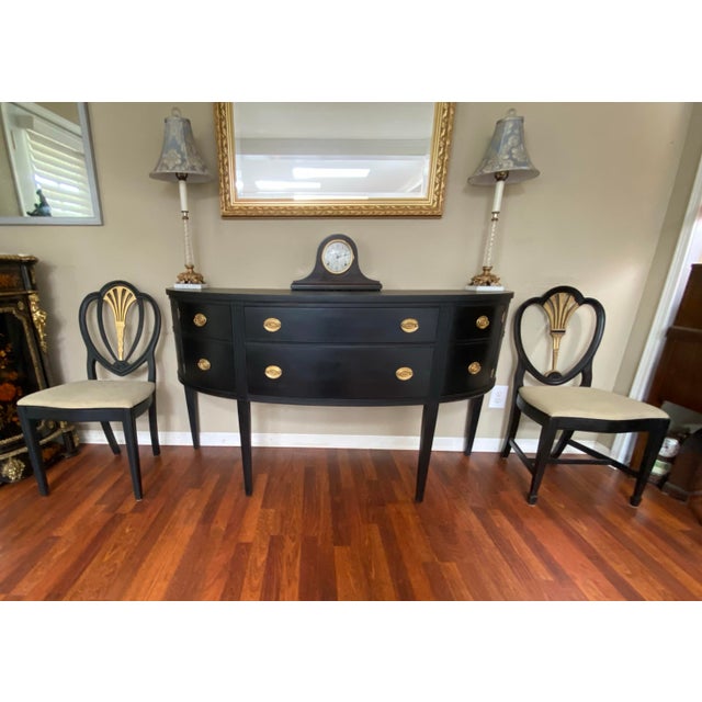 1920s Hepplewhite Demilue Bow Front Buffet Sideboard For Sale - Image 5 of 7