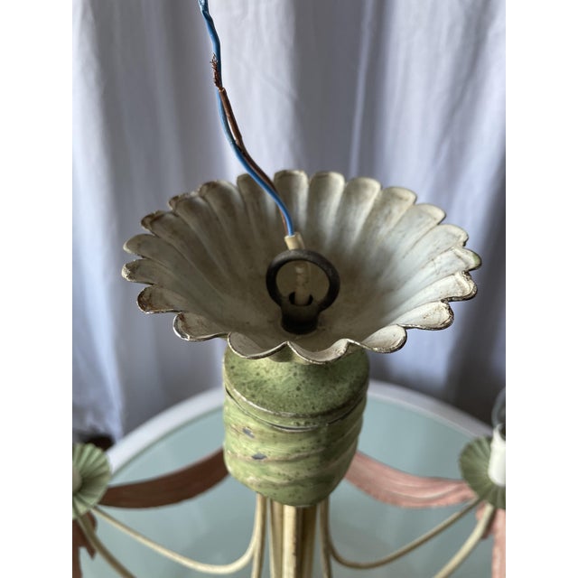 Metal Six-Arm Chandelier in Enameled Sheet Metal, 1940s For Sale - Image 7 of 15