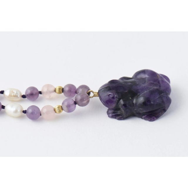 Modern Les Bernard Amethyst and Pearl Frog Necklace For Sale - Image 3 of 9