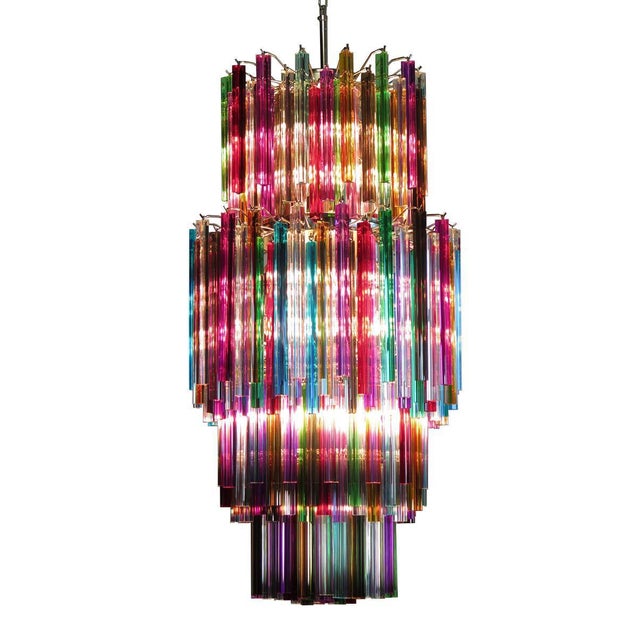 Metal Italian Murano Arlecchino Glass Chandeliers, 1990s, Set of 2 For Sale - Image 7 of 14