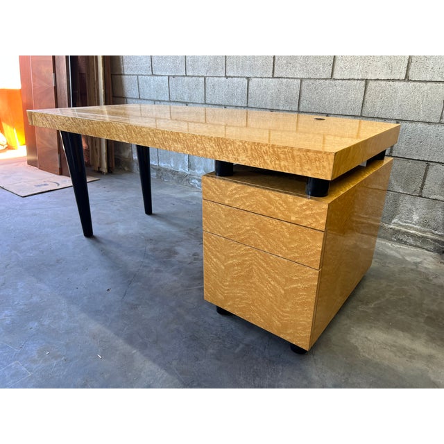 Leon Rosen for Pace Collection “Boca” Executive Desk in Birdseye Maple For Sale - Image 14 of 15