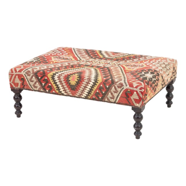 George Smith Kilim Upholstered Ottoman For Sale