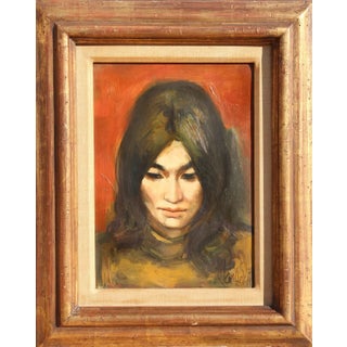 Jan De Ruth Portrait of a Girl, Oil Portrait Painting by Jan de Ruth circa 1968 For Sale