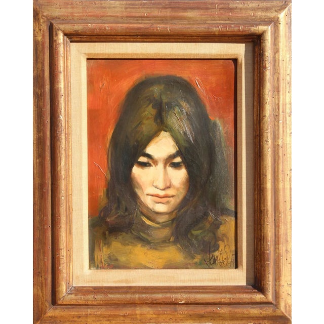 Jan De Ruth Portrait of a Girl, Oil Portrait Painting by Jan de Ruth circa 1968 For Sale
