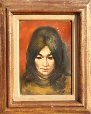 Jan De Ruth Portrait of a Girl, Oil Portrait Painting by Jan de Ruth circa 1968