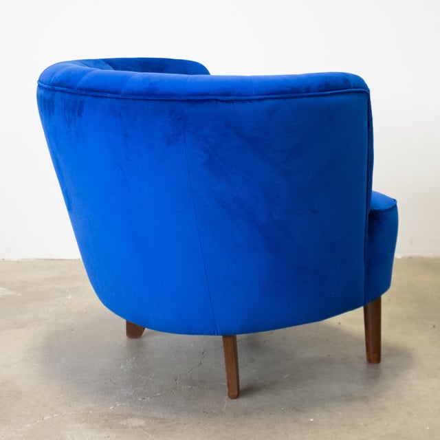 Wood Danish Curved Loveseat & Matching Chair For Sale - Image 7 of 12