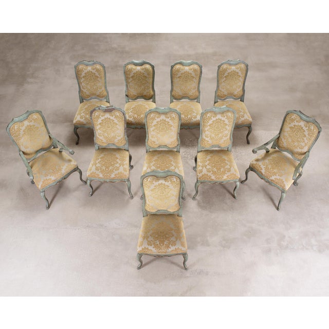 French Provincial Set of Ten Minton-Spidell Country French Painted Dining Chairs For Sale - Image 3 of 18