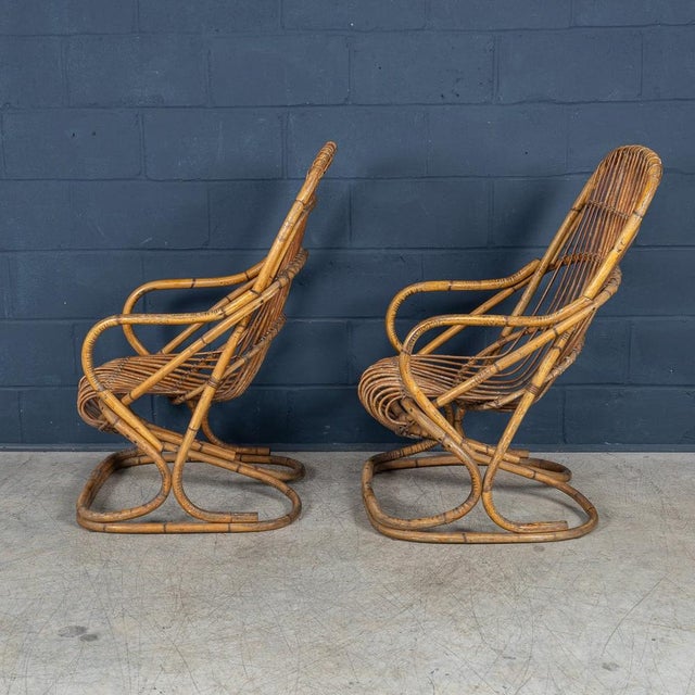 20th Century Italian Wicker Armchairs by Tito Agnoli, 1960s, Set of 2 For Sale - Image 17 of 18