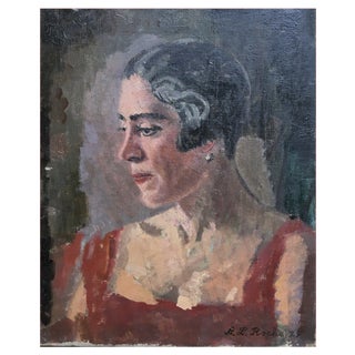 Alexis Louis Roche, Portrait de Femme, Coiffure des Années 20, 1929, Oil on Canvas For Sale