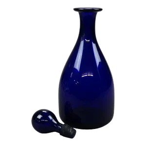 Thomas Webb Cobalt Art Glass Decanter Signed circa 1920