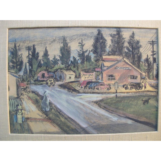 Charles Heaney Oregon Casein on Board Painting Framed Art Oregon Street Scene For Sale - Image 4 of 5