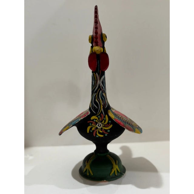 Vintage Portuguese Hand-Painted Ceramic Rooster of Barcelos Folk Art Sculpture – 14.5” Tall For Sale In Atlanta - Image 6 of 11