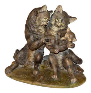 19th C Austrian Terracotta Cat Group