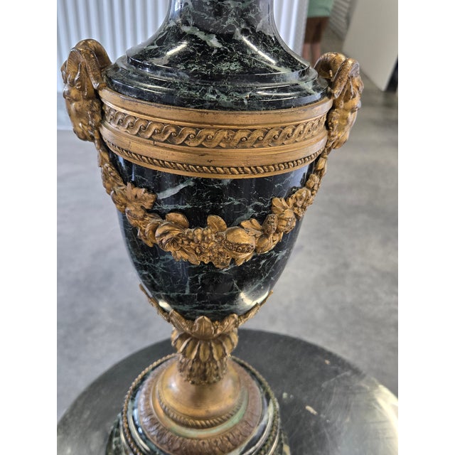 19th Century French Bronze & Marble Urn Lamps - A Pair For Sale - Image 9 of 17
