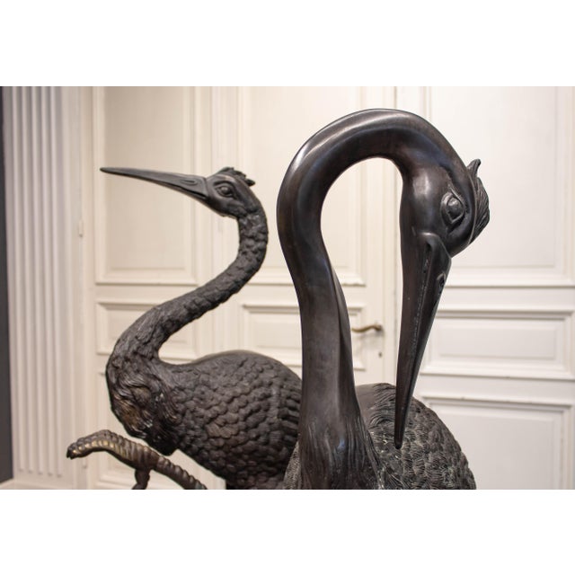 Unknown, Cranes, Sweden, 1970s, Patinated Bronze, Set of 2 For Sale - Image 4 of 15