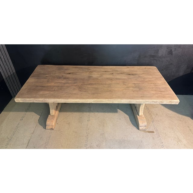 Wood French Bleaching Oak Farmhouse Dining Table, 1925 For Sale - Image 7 of 18