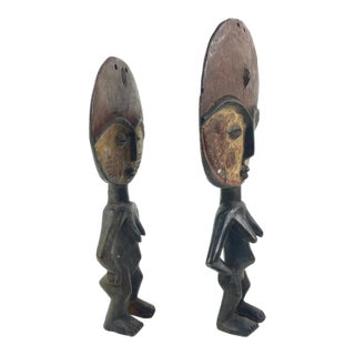 Early 20th Century Asante Akua'ba Fertility Doll Female Pair Ghana For Sale
