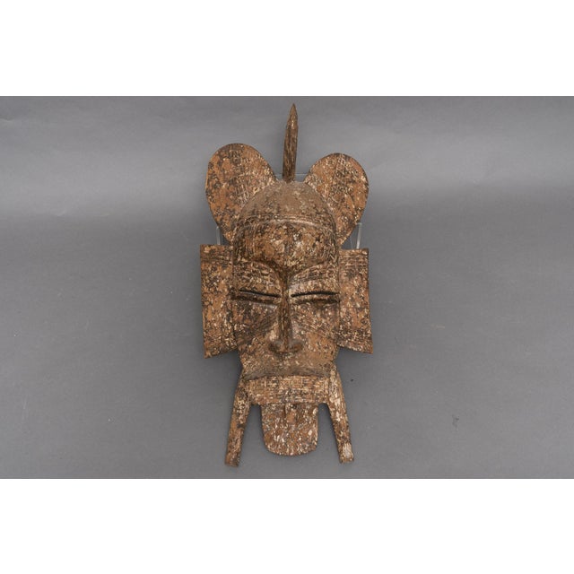 Wood Antique African Tribal Carved Wood Senufo Kpelie Mask For Sale - Image 7 of 7
