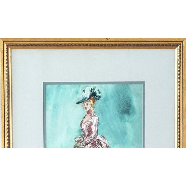 Figurative Vintage 1979 Watercolor Illustration of Victorian Woman Signed Mia Tschampel For Sale - Image 3 of 12