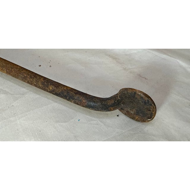 Antique 18th Century Wrought Iron Turned Brass English Fireplace Tongs Tool 24 For Sale - Image 4 of 9