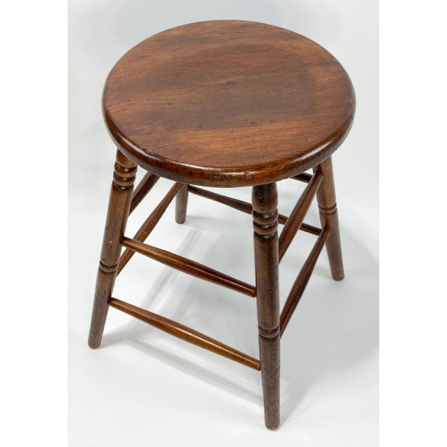 Mid 20th Century Vintage Turned Wood Stool For Sale - Image 5 of 11