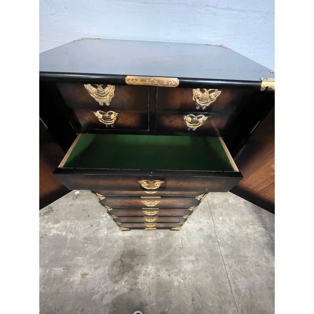 Korean Asian Bandaji Lingerie Chest Brass Butterfly Hardware For Sale - Image 10 of 11