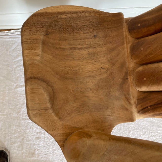 1970s Buddha Hand Carved Wooden Chair For Sale - Image 12 of 12